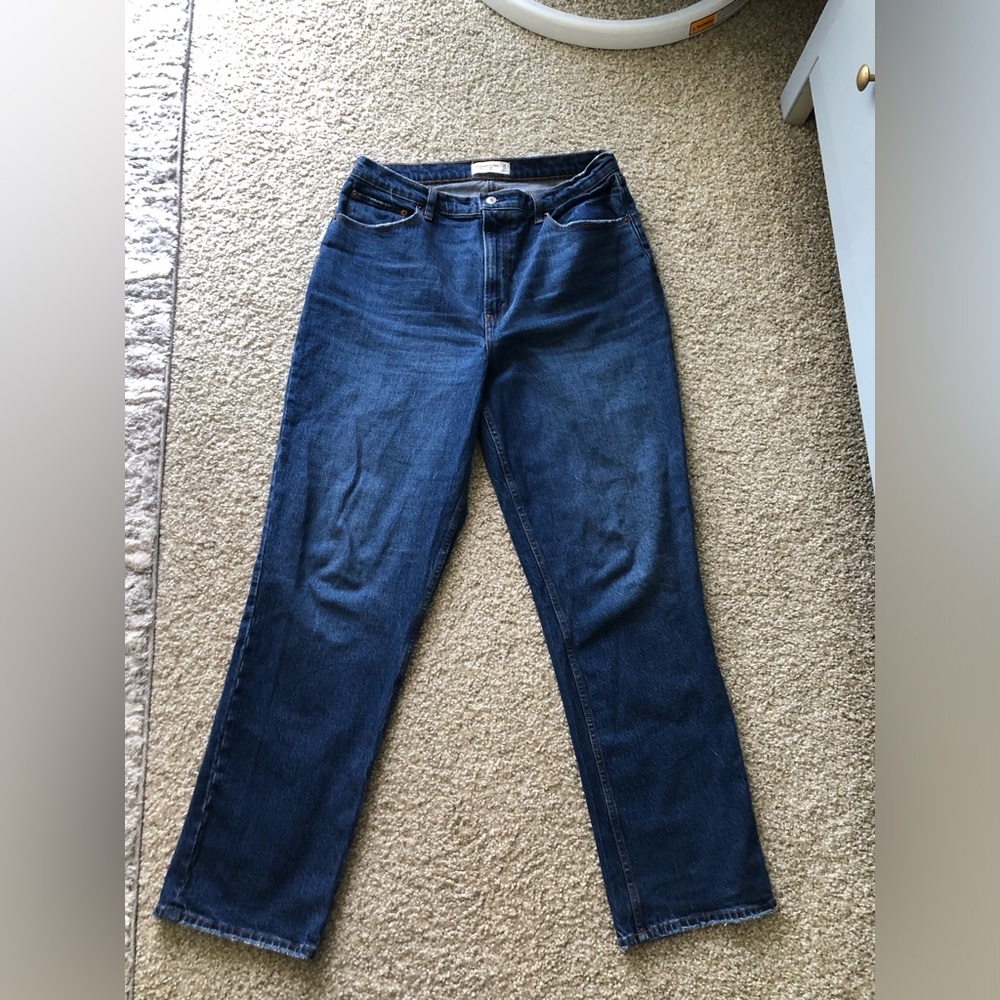 Abercrombie & Fitch Women's Straight Leg Jeans - Dark Blue